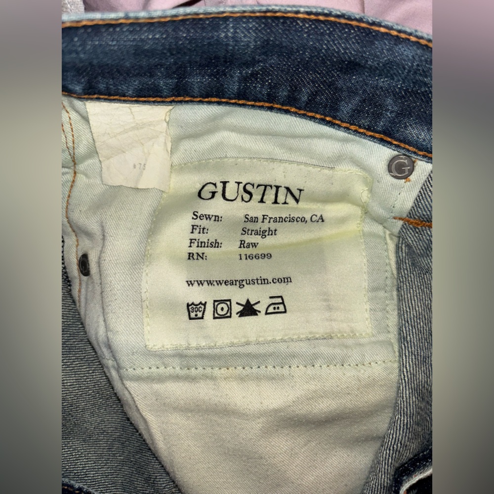 GUSTIN #75 Okayama Straight Jeans Mens Size 38 x 36 Japanese Selvedge Button Fly - Picture 12 of 13